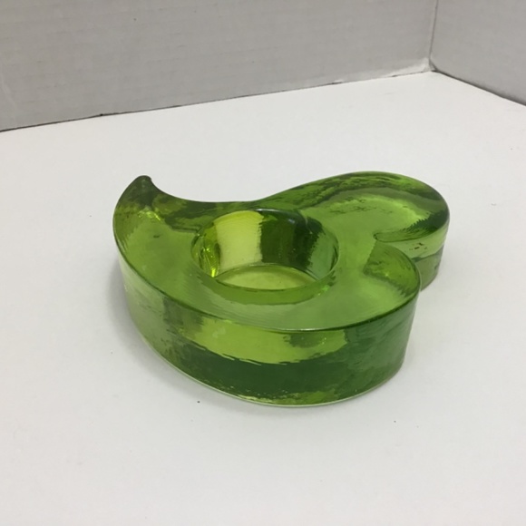 Vintage Green Glass Heart Shaped Tea Light Holder from Sea Glasbruk - Picture 2 of 6